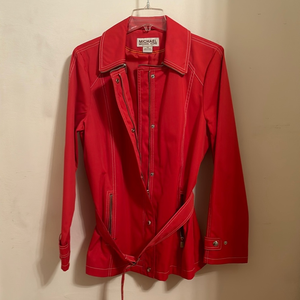 Michael Kors Salmon Buttoned Rain Jacket in Size L